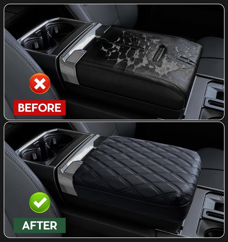 Sinvanho Center Console Cover for 2023 2024 2025 Ford F250 F350 F450 F550 Super Duty, PU Leather Armrest Box Cover, Truck Interior Accessories with Hidden Pockets (Fits Bucket Seat Console Only) - Image 5